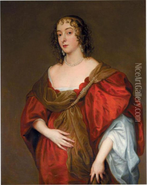 Portrait Of A Lady, Probably Elizabeth Howard, Granddaughter Of 1st Earl Of Suffolk Oil Painting - Sir Anthony Van Dyck