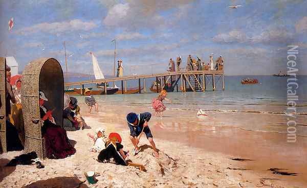 A Sunny Day At The Beach Oil Painting - Wilhelm Simmler