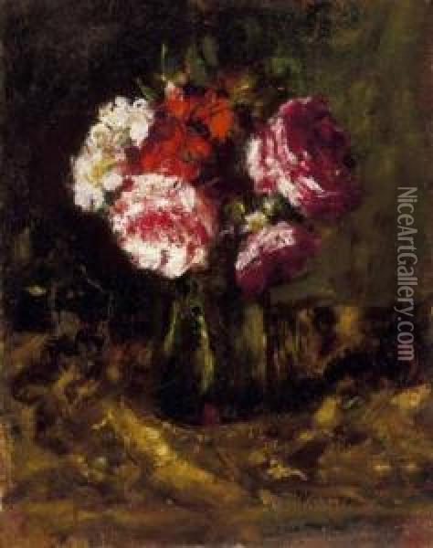 Flowers In A Glass Oil Painting - Jozsef Koszta