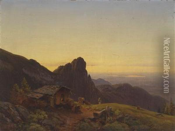 On The Alpine Pastures Oil Painting - Ernst Kaiser