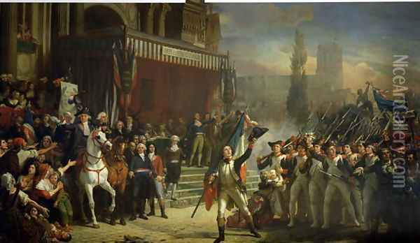 The Enrolment of Volunteers, 22nd July 1792, c.1850-53 Oil Painting - Auguste Jean-Baptiste Vinchon