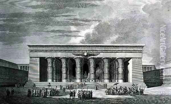 The Restoration of a Large Egyptian Temple, engraved by Pierre Nicolas Ransonette 1745-1810 from Volume III of Voyage Pittoresque, published by Letronne, Paris, 1799 Oil Painting - Pierre Nicolas Ransonette