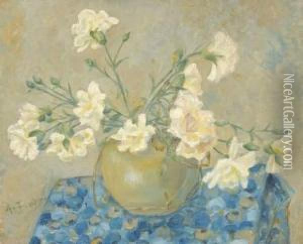 Bouquet D'oeillets Blancs Oil Painting - Anna Boch
