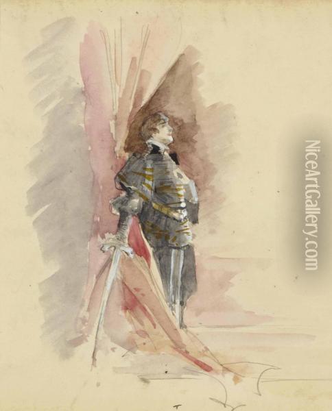Sarah Bernhardt Dans Hamlet Oil Painting - Louise Abbema