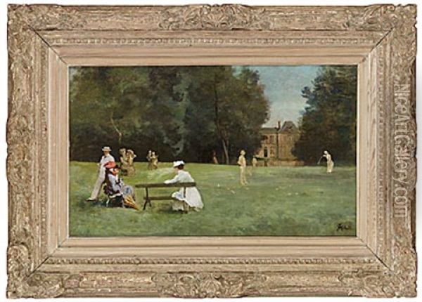 Playing Tennis Oil Painting - Ferdinand Heilbuth