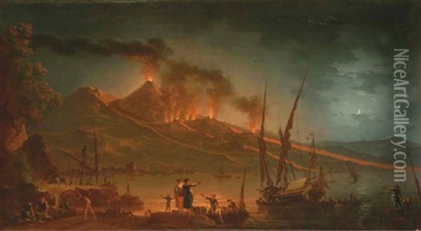 Le Vesuve En Eruption Oil Painting - Charles Francois Lacroix