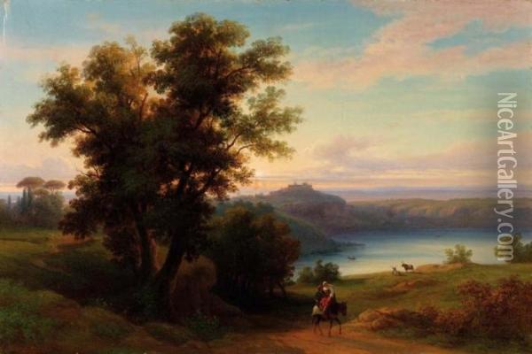 Il Lago Di Albano Oil Painting - Franz Knebel