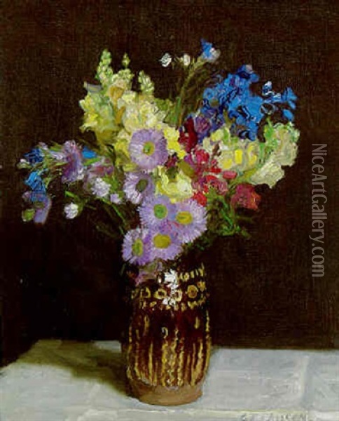 Autumn Flowers Oil Painting - Sir George Clausen
