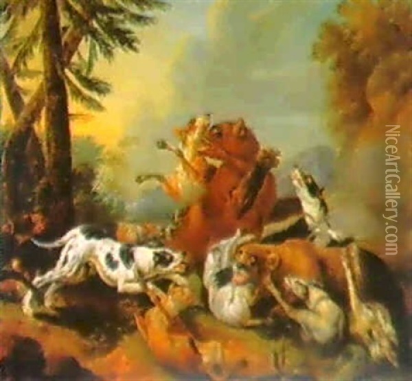 Cani Che Assalgono Un Orso Oil Painting - Jan Fyt