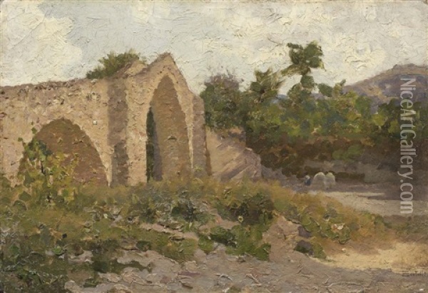 Ponte Della Signora A Modigliana Oil Painting - Flavio Bertelli