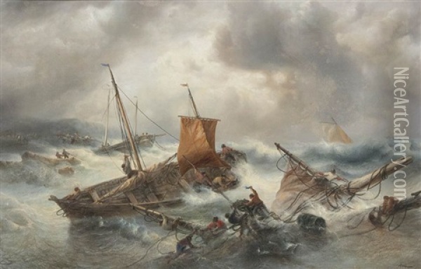 Shipwreck Oil Painting - Auguste Henri Musin