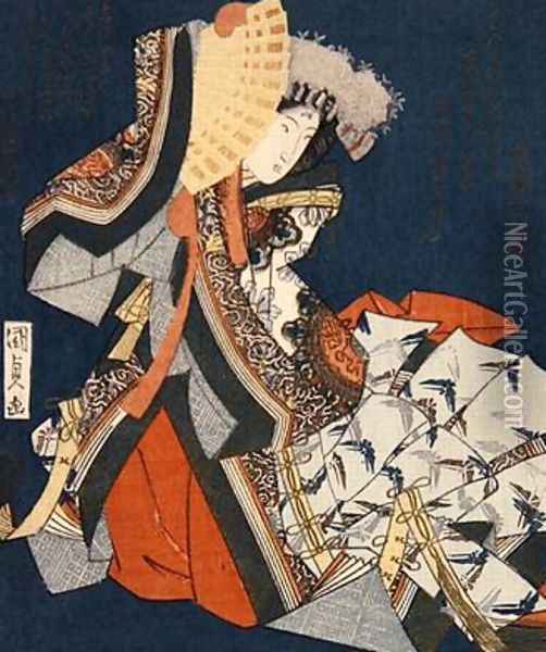 Segawa Kikunojo V dancing Oil Painting - Utagawa Kunisada
