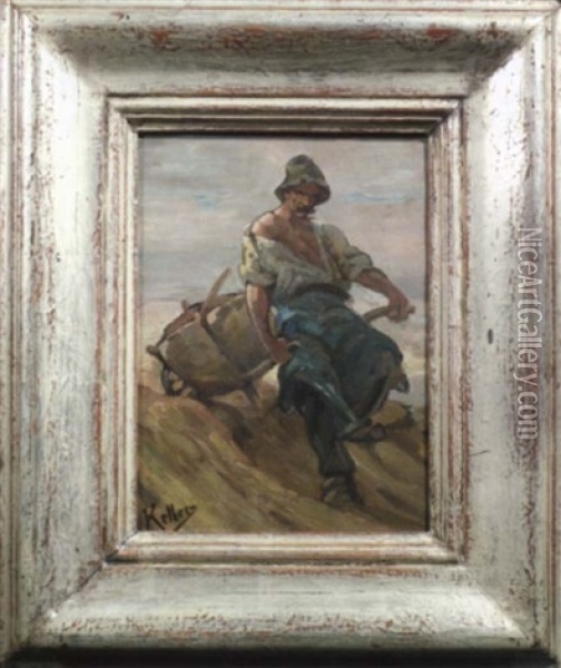 Steinbrucharbeiter Mit Schubkarren Oil Painting - Friedrich von Keller