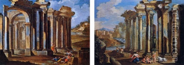 Storie Di Bacco In Ruderi Classici Oil Painting - Giovanni Paolo Panini