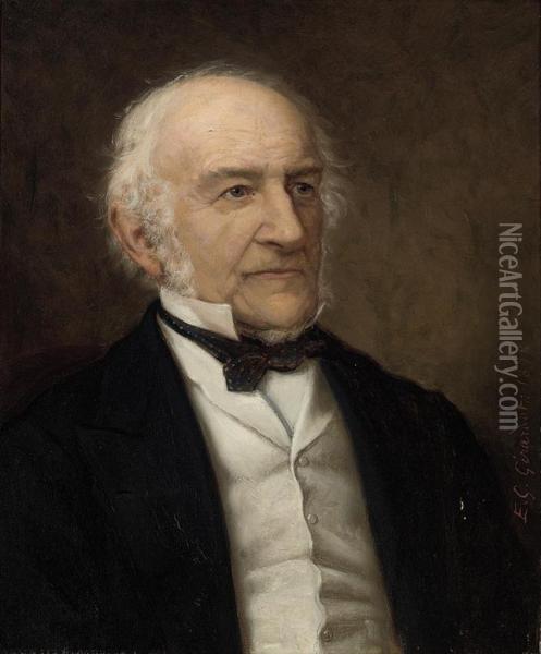 Portrait Of William Ewart Gladstone (1809-1898) Oil Painting - Ernest Gustave Girardot