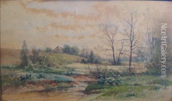 Landscape With Stream Oil Painting - Carl Weber