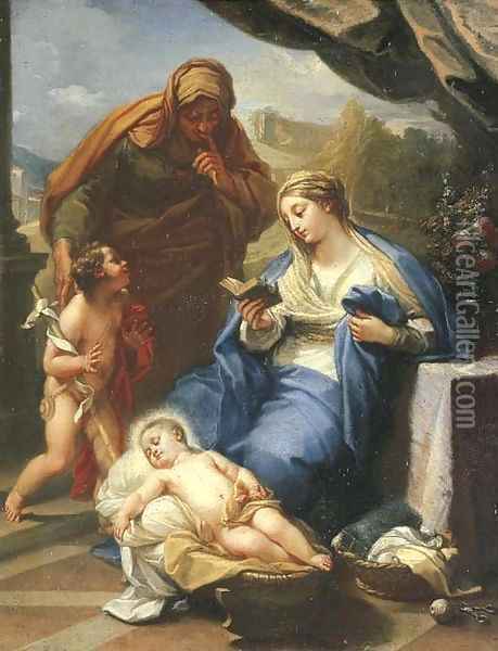 The Madonna and Child with Saints Elizabeth and John the Baptist Oil Painting - Benedetto Luti
