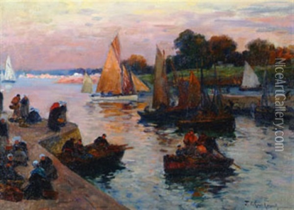 Retour De Peche, Barques Sardinieres Oil Painting - Fernand Marie Eugene Legout-Gerard