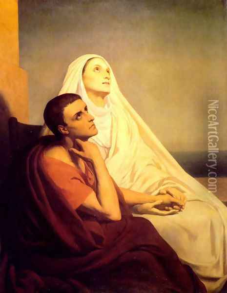 Saint Augustin et sa Mere Monique (Saint Monique and Saint Augustine) Oil Painting - Ary Scheffer