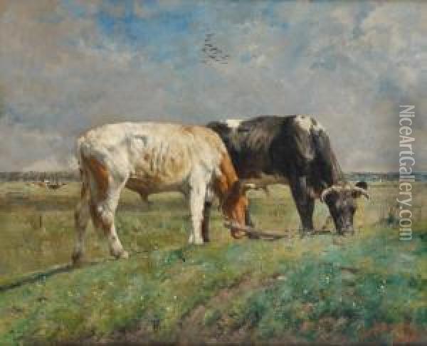 Vaches Aupre Oil Painting - Alfred Jacques Verwee