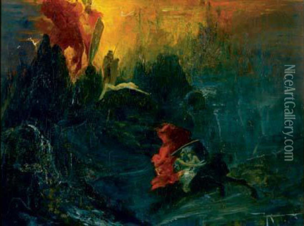 Die Niebelungen, Egalement Intitule The Norns Oil Painting - Pinkney Marcius-Simons