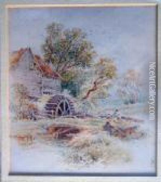 The Watermill Oil Painting - Myles Birket Foster