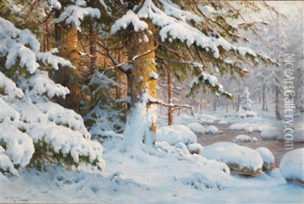 Winter Landscape Oil Painting - Walter Moras