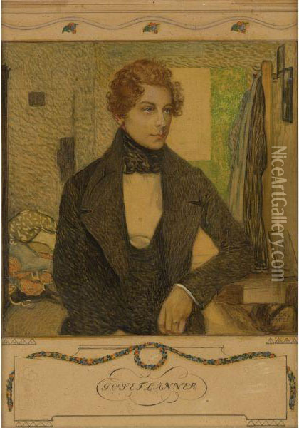 Portrait Of Josef Lanner Oil Painting - Sigmund Walter Hampel