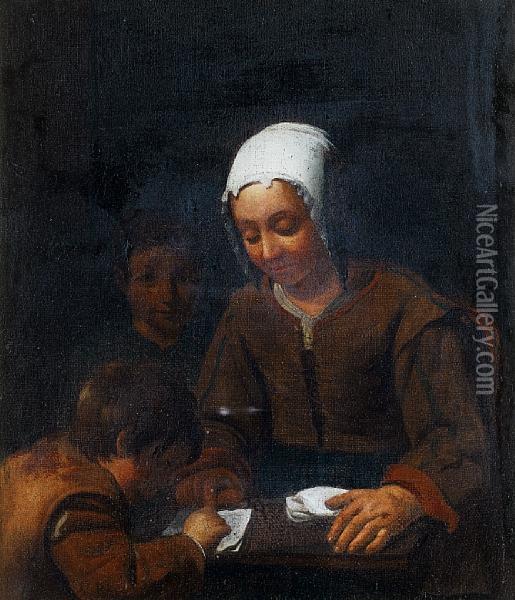 A Mother Instructing Her Children Oil Painting - Michiel Sweerts