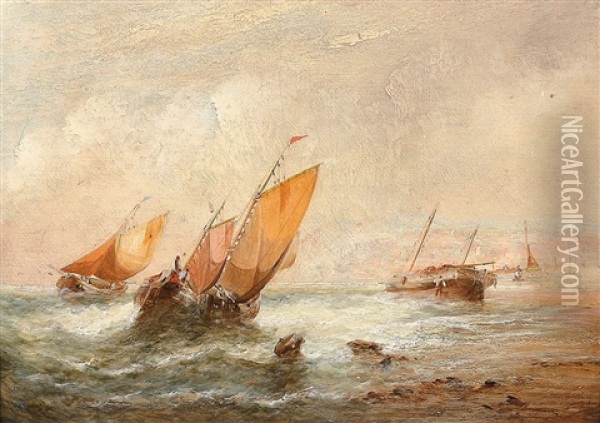 Fischerboote Bei Aufkommendem Sturm Vor Der Kuste Oil Painting - Charles Parsons Knight