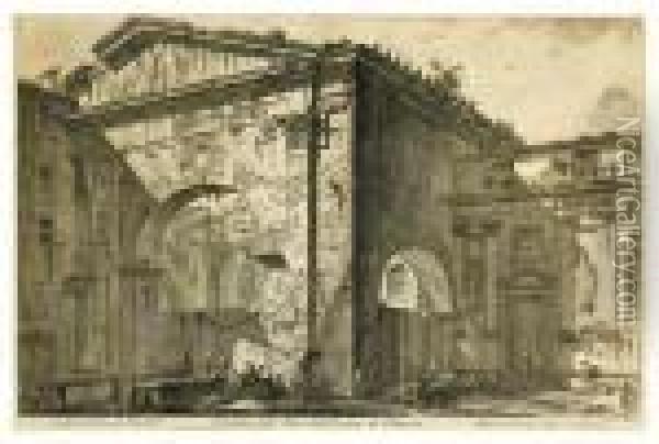 Veduta Dell'atrio Del Portico Di Ottavia. Oil Painting - Giovanni Battista Piranesi