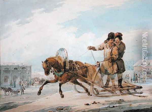Russian sleigh, 1842 Oil Painting - Samuel Colman