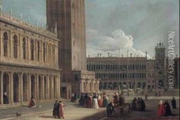 Venezia, Veduta Della Piazzetta Di San Marco Verso
La Torre Dell'orologio Oil Painting - Johann Richter