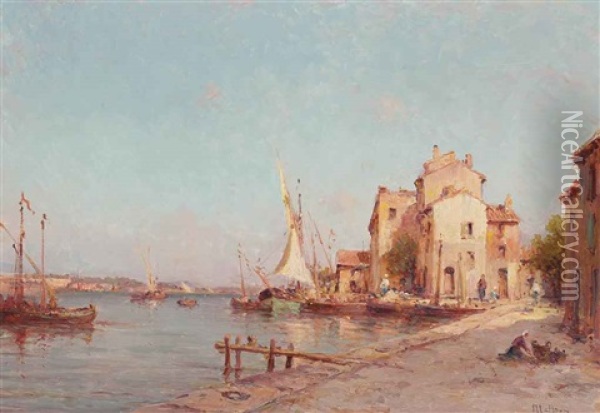 A Quay On The French Riviera Oil Painting - Henri Malfroy-Savigny