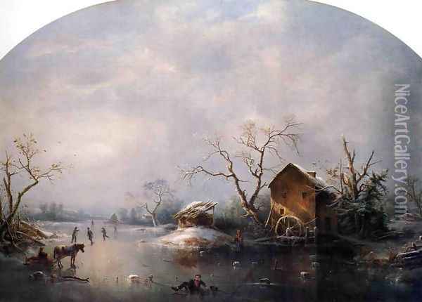 Winter Scene Oil Painting - Marie-Regis-Francois Gignoux