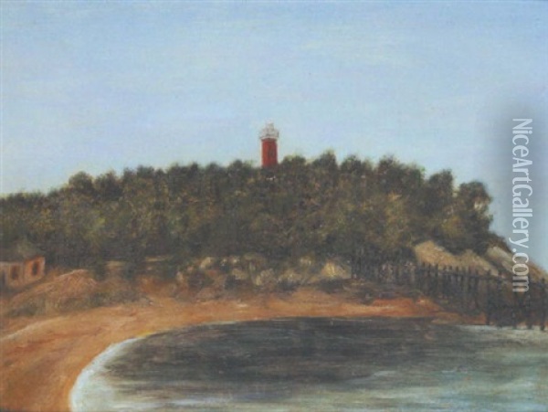 Landscape With Red Lighthouse Oil Painting - Henri Rousseau