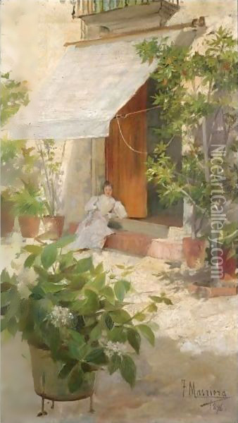 Descansando En La Sombra (Resting In The Shade) Oil Painting - Francisco Masriera y Manovens