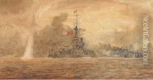 Marlborough Going Into Action At Jutland Oil Painting - Irwin John David Bevan