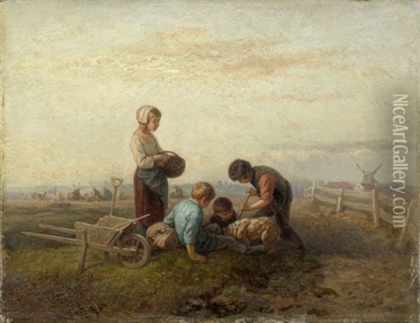 Junge Bauerin Mit Kindern Auf Dem Kartoffelfeld Oil Painting - Theodor (Fried. Wilhelm Heinrich Th.) Hosemann