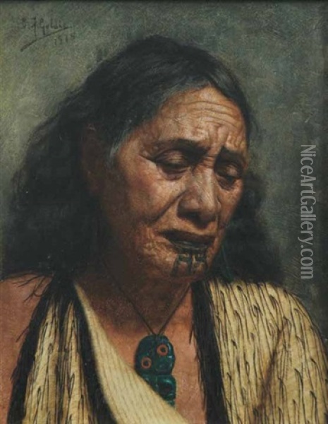 Ngaheke Or Perira Te Kahikura (the Widow) Oil Painting - Charles Frederick Goldie