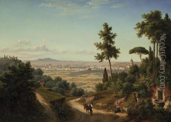Rom Vom Monte Mario Aus Gesehen Oil Painting - Eugene von Guerard