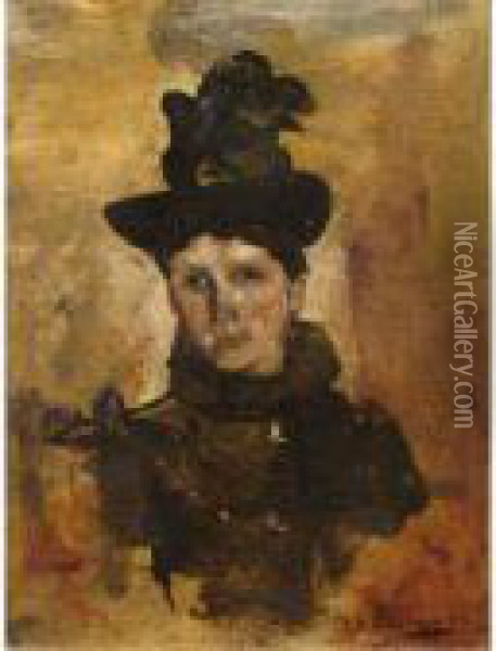 Wife Of The Artist H.j. Van Der Weele Oil Painting - George Hendrik Breitner