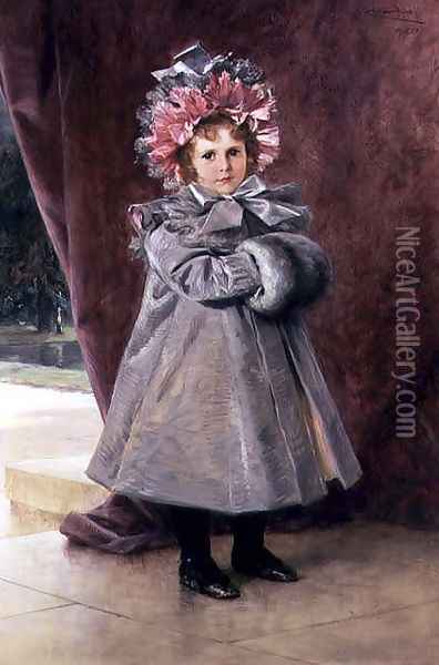 La Promenade: Portrait of Miss Eliza Conkling of New York, 1899 Oil Painting - Theobald Chartran