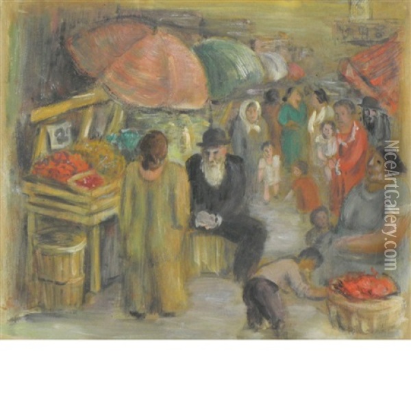 Vegetable Stand Oil Painting - Arnold Friedman