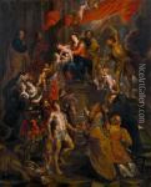 Die Madonna, Von Heiligen Verehrt Oil Painting - Peter Paul Rubens