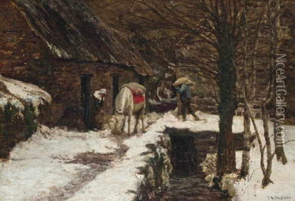 Aston Mill, Winter Oil Painting - Alexander Harrison