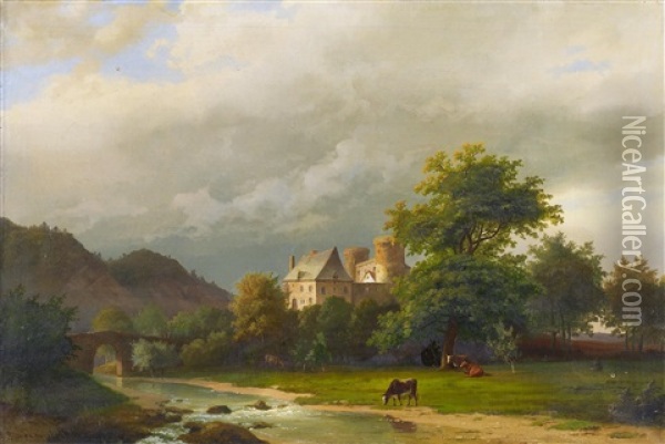 Ansicht Einer Niederlandischen Schlosanlage Oil Painting - Gerrit Hendrik Bierman
