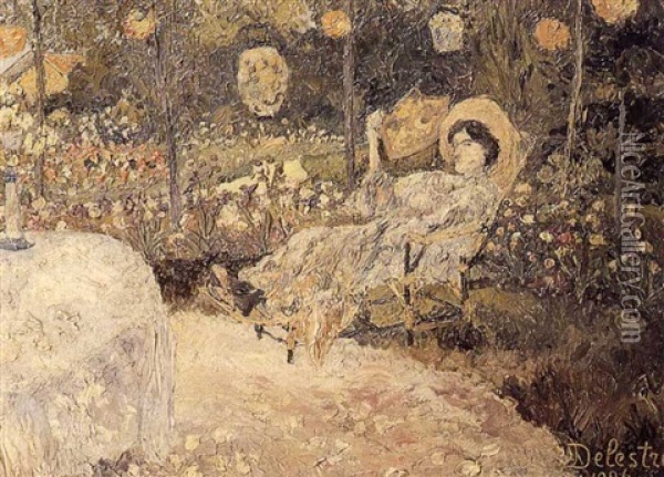Lendemain Fete Dans Un Jardin A Amet-sur-marne Oil Painting - Eugene Delestre
