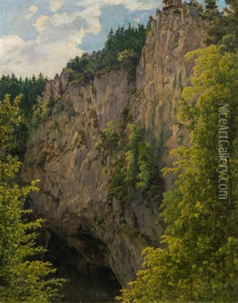 Bewaldete Felsschlucht Oil Painting - Jacob Alt