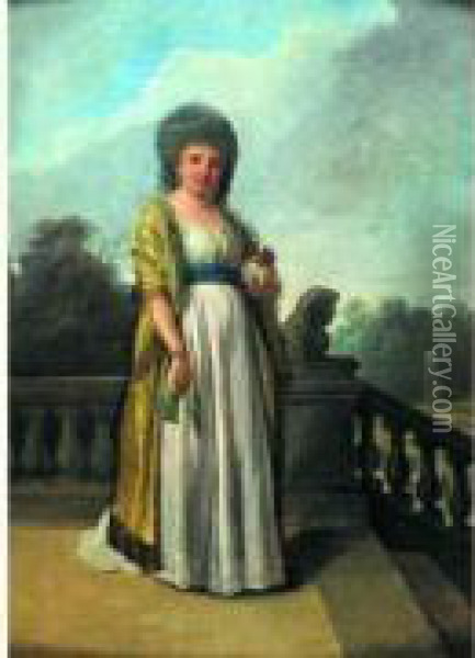 Portrait De Femme Avec Son Petit Chien Oil Painting - Pierre Nicolas Legrand